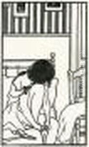 Le Cor Au Papier Peint Raye /woman Looking At Her Foot Before Striped Wallpaper. 1907