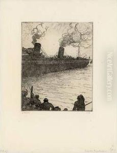 Le Depart Du Transatlantique New York /the Departing Ocean Liner New York. 1907 by Jean Emile Laboureur