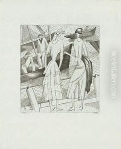 Jeunes Filles Sur Le Port (le 
Croisic) / Young Women Standing On A Pier (le Croisic). 1920