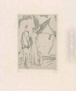 La Promenade Au Moulin (pres Guerande) / A Walk To The Mill (near Guerande). 1922