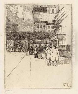 25e Rue New York (25th Street At 6th Avenue New York). 1907 by Jean Emile Laboureur