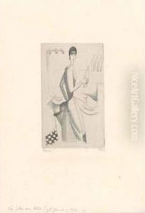 La Fille Au Litre (petite
Planche)- Serving Girl With Bottle (small Plate). 1920. Frontispice Pour
Le Nouveau Keepsake Pour L'annee 1921 by Jean Emile Laboureur