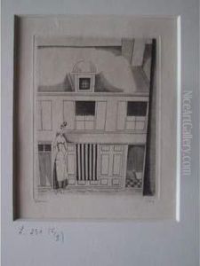 La Boutique De La Charcutiere /the Pork Butcher's Wife Outside Her Shop. 1923 by Jean Emile Laboureur