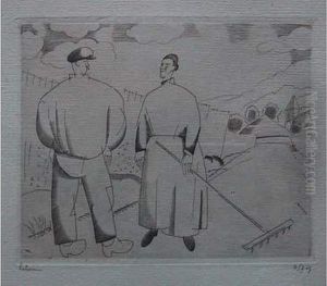 Le Chemin Dans Les Bles / A Path Through Wheat Fields. 1926 by Jean Emile Laboureur