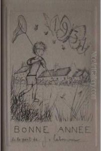 La Chasse Aux Papillons (carte
De Voeux Pour 1931) / Butterfly Catching (new Year's Card For 1931).
1930 by Jean Emile Laboureur