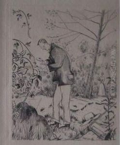 L'observateur / Ant Watching. Frontispice Pour La Vie Des Fourmis De Maeterlinck. 1930 by Jean Emile Laboureur