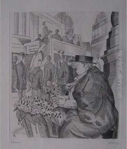 Marchande De Fleurs De Piccadilly / Piccadilly Flower Girl. 1927 by Jean Emile Laboureur