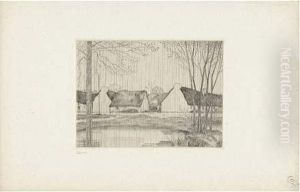 Le Village Sous La Pluie / Village In The Rain (briere). 1932 by Jean Emile Laboureur