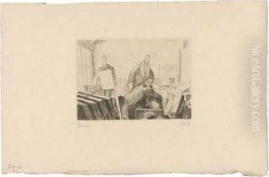 Les Amateurs D'estampes (carte 
Pour H.-m. Petiet) / The Print Lovers (card For H.-m. Petiet) . 1925