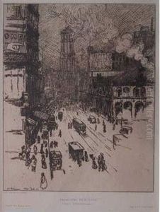 Broadway New York. 1907 by Jean Emile Laboureur