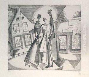 " La Soiree Au Village " (2eme Etat, 1916). by Jean Emile Laboureur