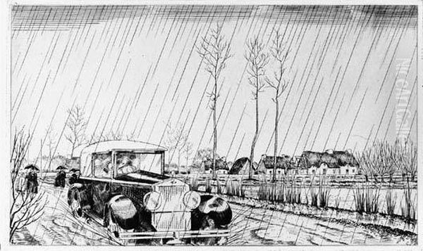 L'auto Sous La Pluie (grande Planche). 1932. - view 1
