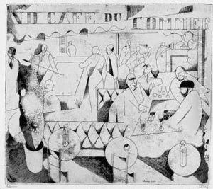 Le Cafe Du Commerce. 1913. by Jean Emile Laboureur