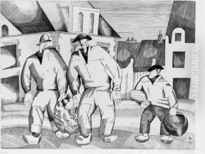 Les Trois Marins. 1921-1922. by Jean Emile Laboureur