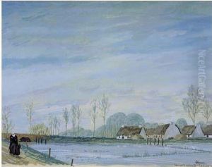 Paysage Anime Au Bord De La Riviere by Jean Emile Laboureur