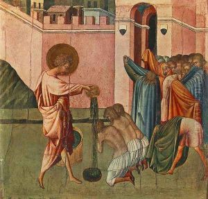 St Ansanus Baptizing 1440s by Giovanni di Paolo