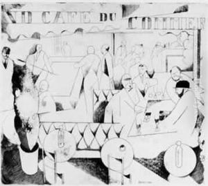 Le Cafe Du Commerce. by Jean Emile Laboureur
