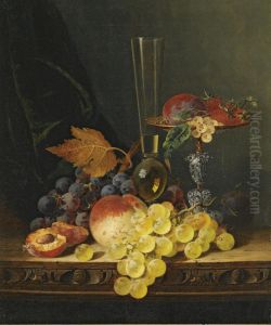 Still Life With A Tazza, Fruit And A Wine Glass by Edward Ladell