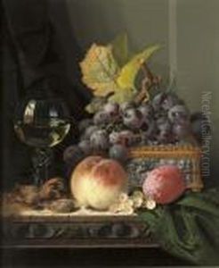 Grapes, Peaches, A 'roemer' by Edward Ladell