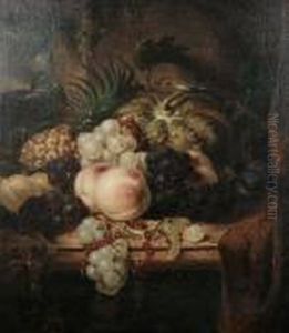 Still Life Of Mixed Fruit On A Ledge