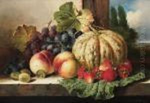 A Still Life With Fruit On A Window Ledge by Edward Ladell