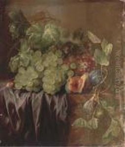 Grapes, Figs, An Acorn And A Drape On A Ledge Grapes, Figs, An Acorn And A Drape On A Ledge