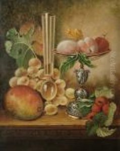 Still Life Of Fruit, A Tazza And A Glass by Edward Ladell