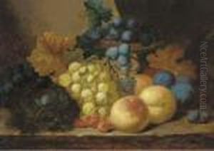 Grapes, Peaches And A Bird's Nest On A Ledge by Edward Ladell