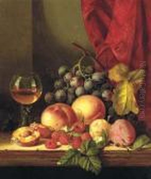 Still Life With Plums, Peaches, Black Grapes, Raspberries, And Aroemer - view 1