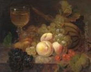 Peaches, A Melon, Cherries, A Pear by Edward Ladell
