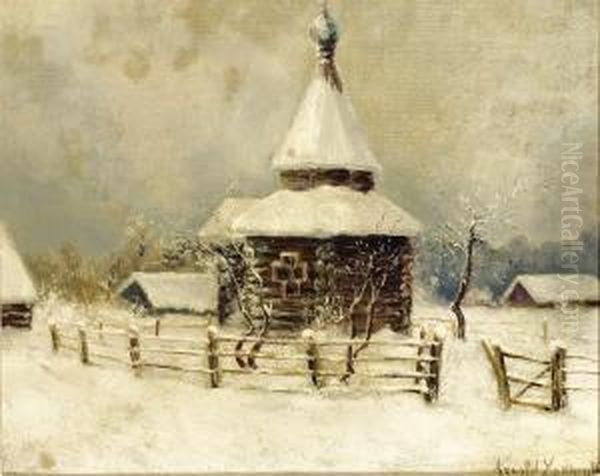 Village Church In Snow - view 1