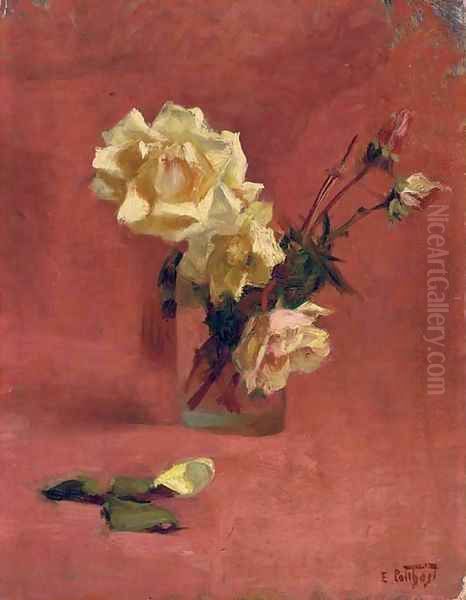 Yellow Roses in a Glass Vase - view 1