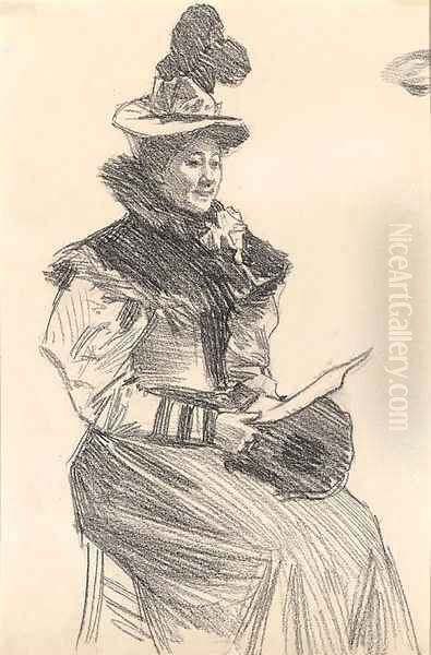 Seated Woman with Bonnet and Muff - view 1