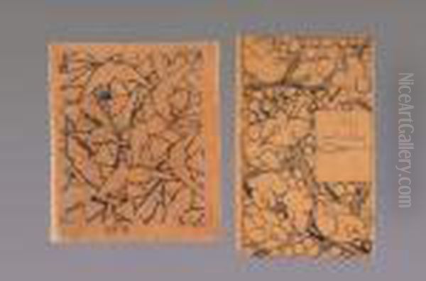 Vase Anse < Moineaux > Et Entourage Cadre < Hirondelles > - view 1