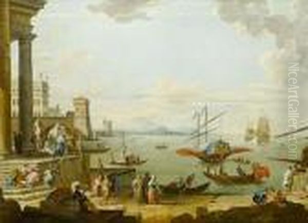 A Mediterranean Port With Elegant Figures On The Quayside - view 1