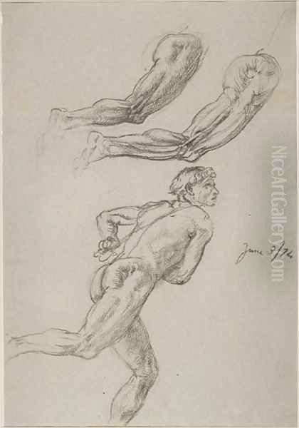 Life Drawing of a Man Running - view 1