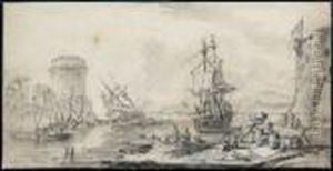 Scene De Port by Jean-Baptiste Lallemand