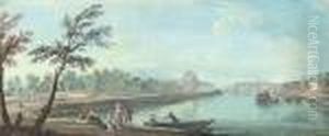 Vue Imaginaire Du Jardin Des Tuileries Avec Des Promeneurs Dans Une Barque Sur La Seine Vue Imaginaire Du Jardin Des Tuileries Avec Des Promeneurs Dans Une Barque Sur La Seine