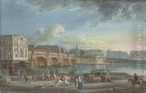 View Of The Pont Neuf From The Quai Du Louvre, Paris by Jean-Baptiste Lallemand