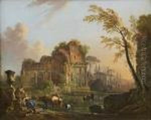 Bergers Pres De Ruines by Jean-Baptiste Lallemand