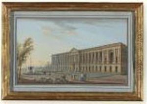 View Of The Colonnade Perrault, Palais Du Louvre by Jean-Baptiste Lallemand