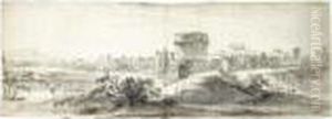 View Of The Outskirts Of A
Fortified Italian Town, With What Appears To Be The Tomb Of Cecilia
Metella by Jean-Baptiste Lallemand