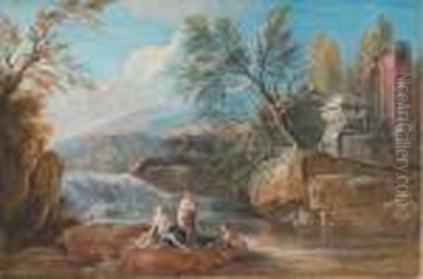 Un Paysage Avec Des Baigneuses
Devant Une Cascade, Un Tombeau Et Des Ruines Antiques Sur La Droite - view 1