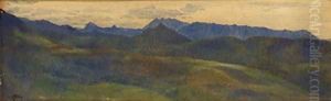 A mountainous landscape by Sir Edward John Poynter