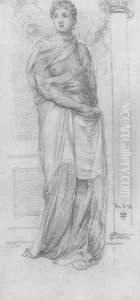 Study of a standing woman in heavy drapery by Sir Edward John Poynter