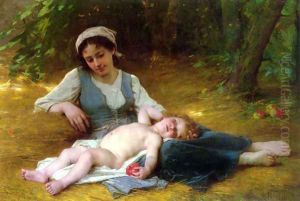 Jeune mere et enfant endormie (Young mother and sleeping child) by Leon-Jean-Basile Perrault