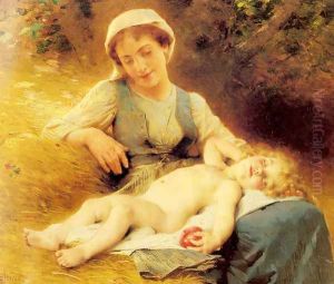 A Mother With Her Sleeping Child by Leon-Jean-Basile Perrault