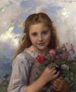 Young Girl with a Bouquet of Flowers by Leon-Jean-Basile Perrault