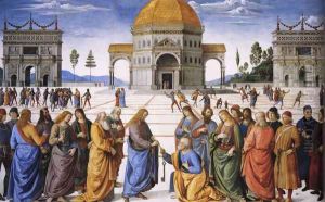 Christ Handing the Keys to St Peter 1481-82 by Pietro Vannucci Perugino