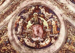 God The Creator And Angels by Pietro Vannucci Perugino
